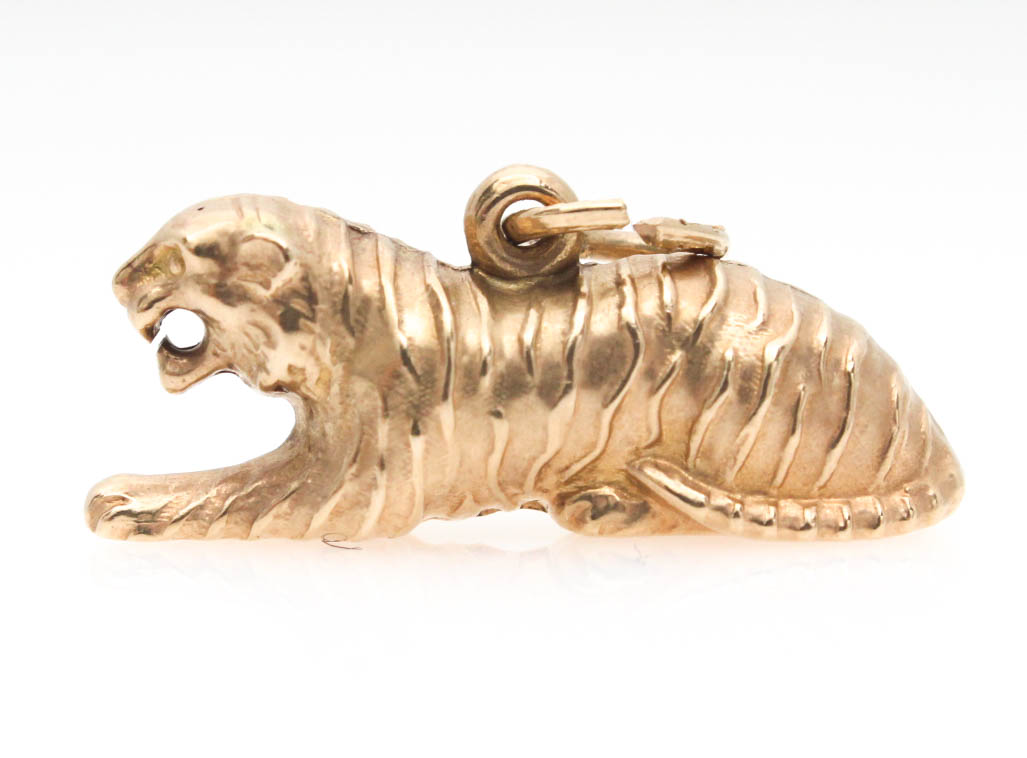 14K Yellow Gold Tiger Charm