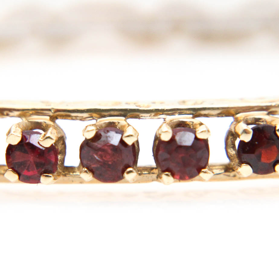14K Yellow Gold Garnet Bangle