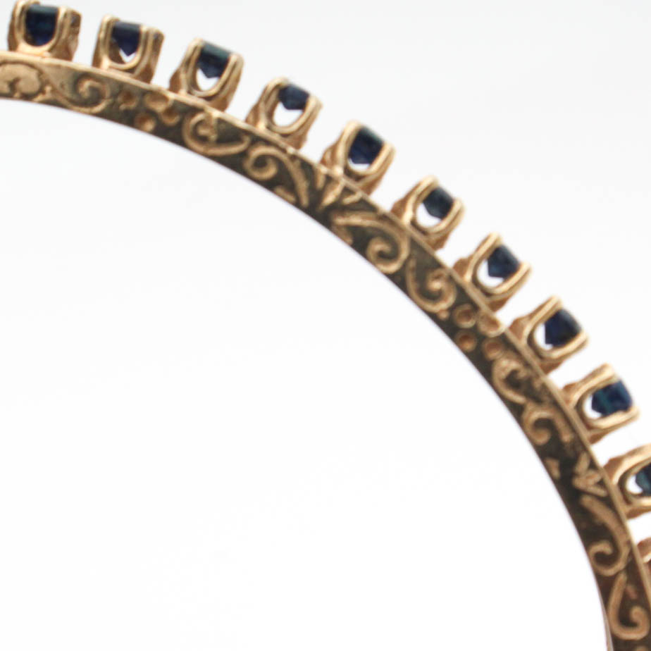 14K Yellow Gold Sapphire Bangle