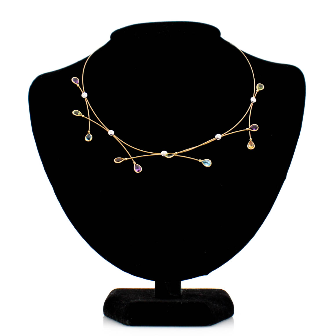 14K Yellow Gold Diamond and Gemstone Necklace