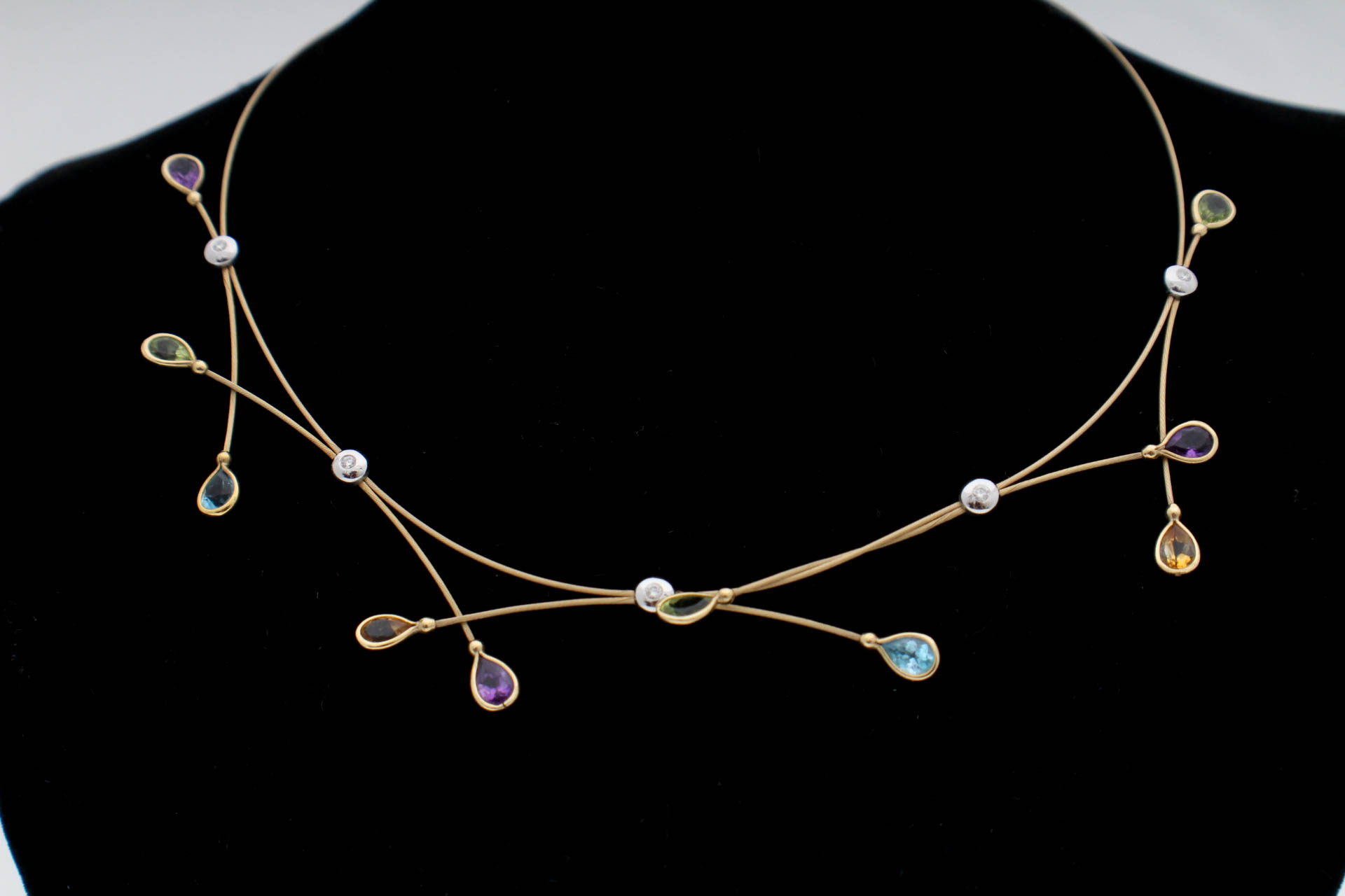 14K Yellow Gold Diamond and Gemstone Necklace