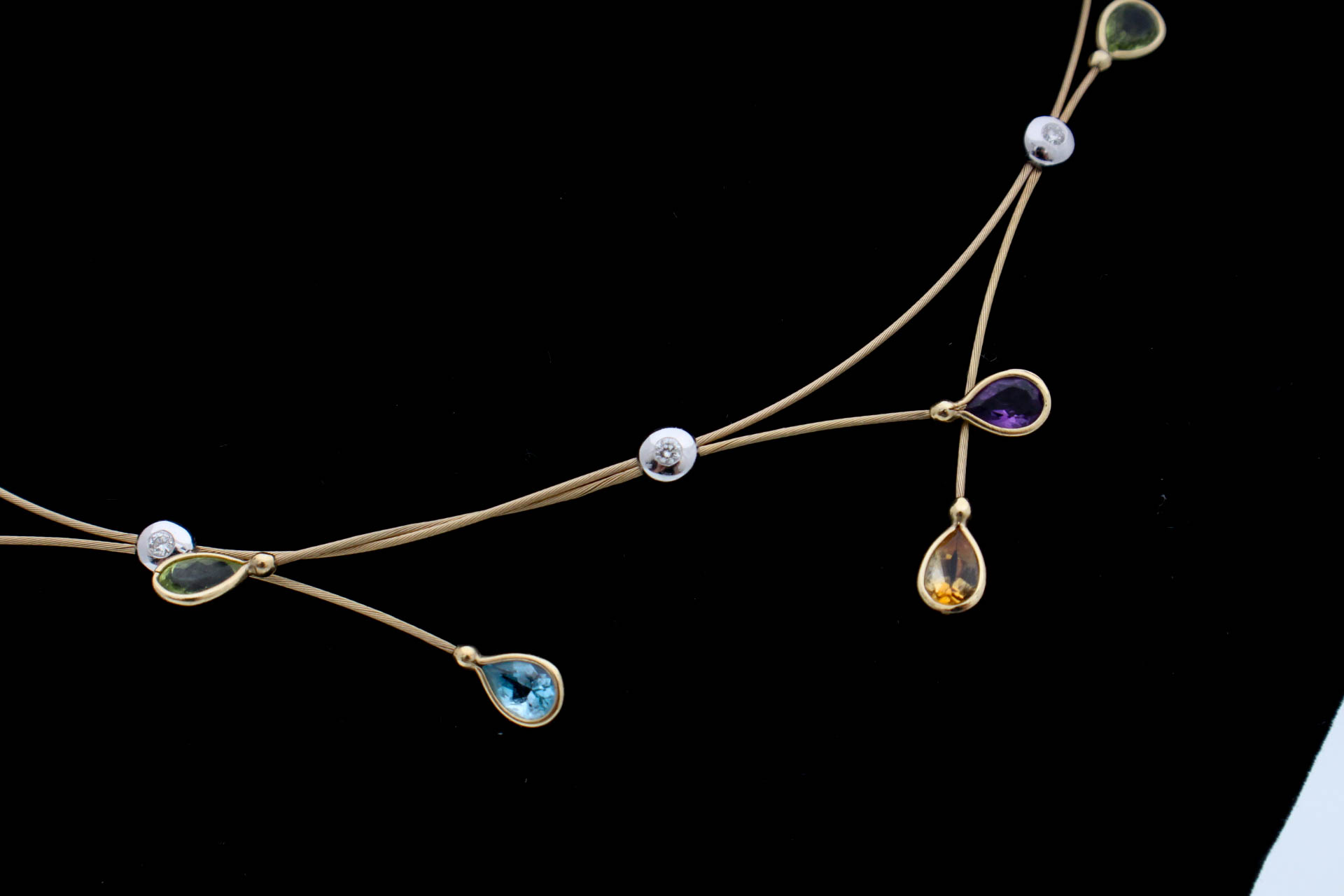 14K Yellow Gold Diamond and Gemstone Necklace