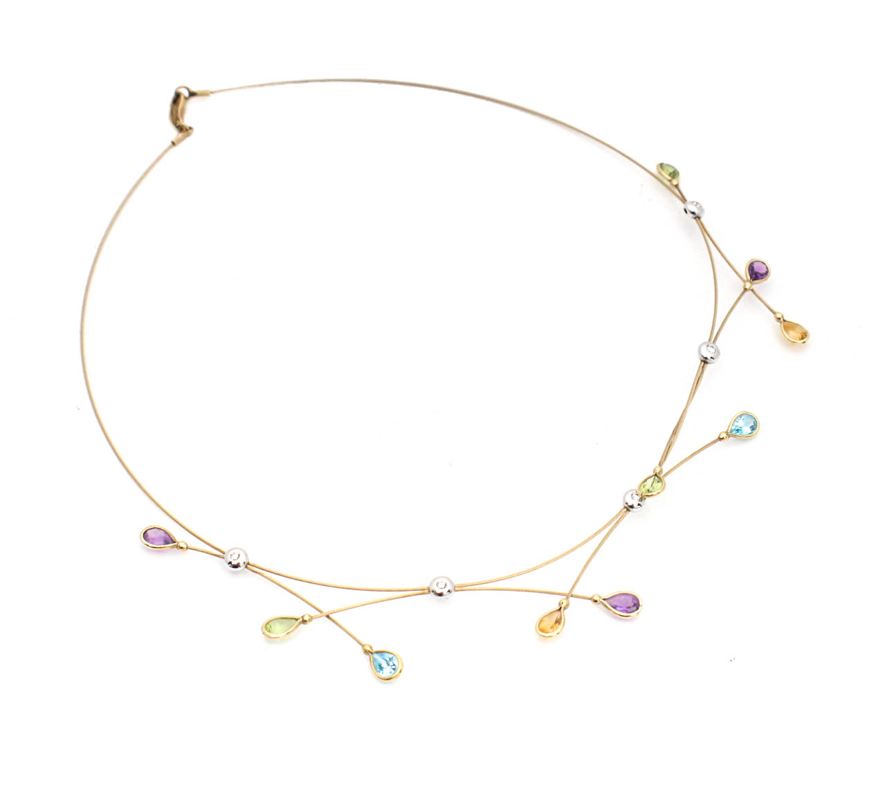 14K Yellow Gold Diamond and Gemstone Necklace