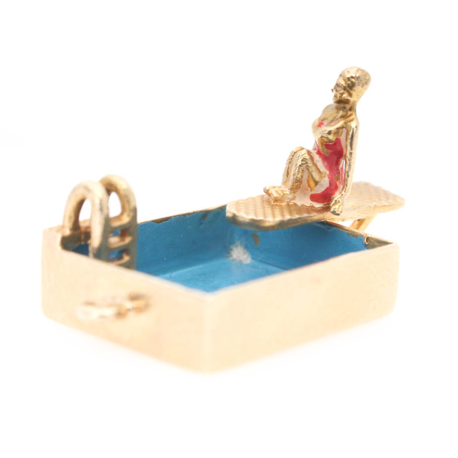 14K Yellow Gold Swimming Pool Charm