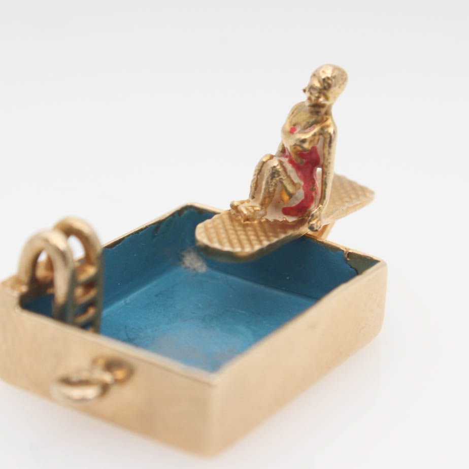 14K Yellow Gold Swimming Pool Charm