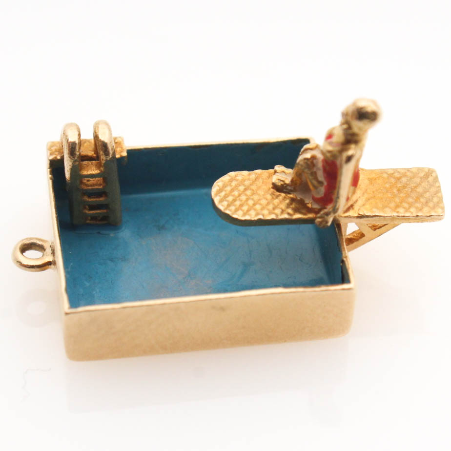 14K Yellow Gold Swimming Pool Charm