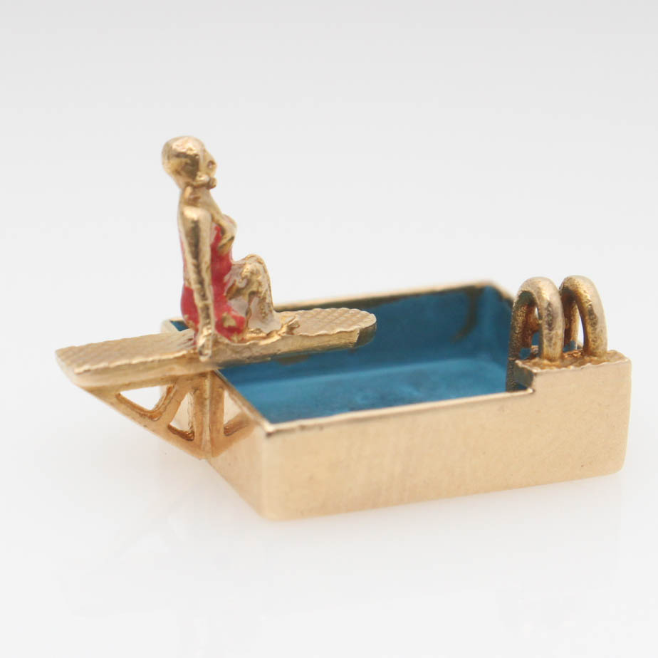 14K Yellow Gold Swimming Pool Charm