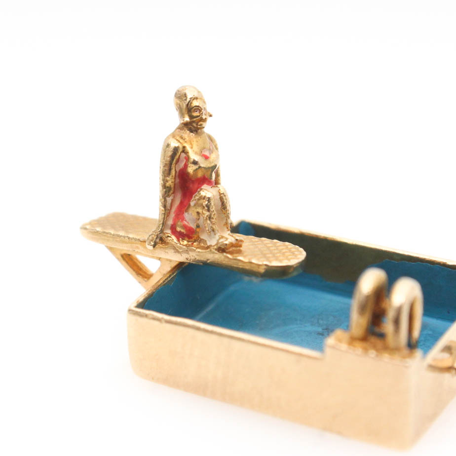 14K Yellow Gold Swimming Pool Charm