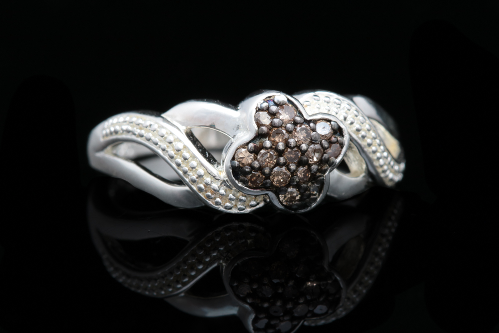 Sterling Silver and Brown Diamond Ring