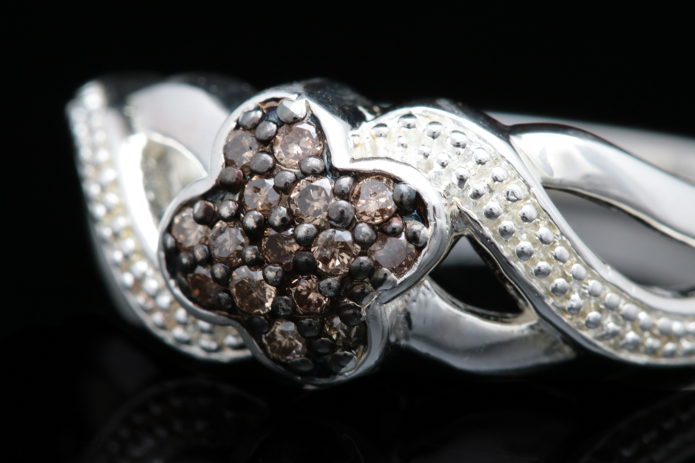 Sterling Silver and Brown Diamond Ring