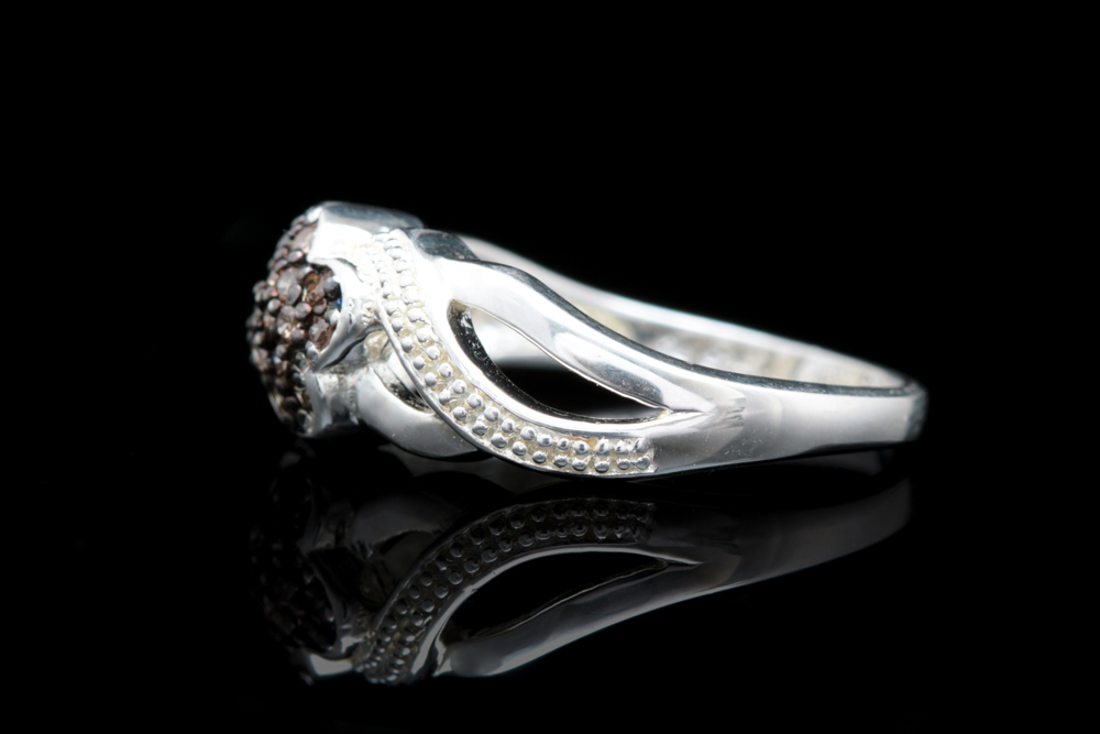 Sterling Silver and Brown Diamond Ring