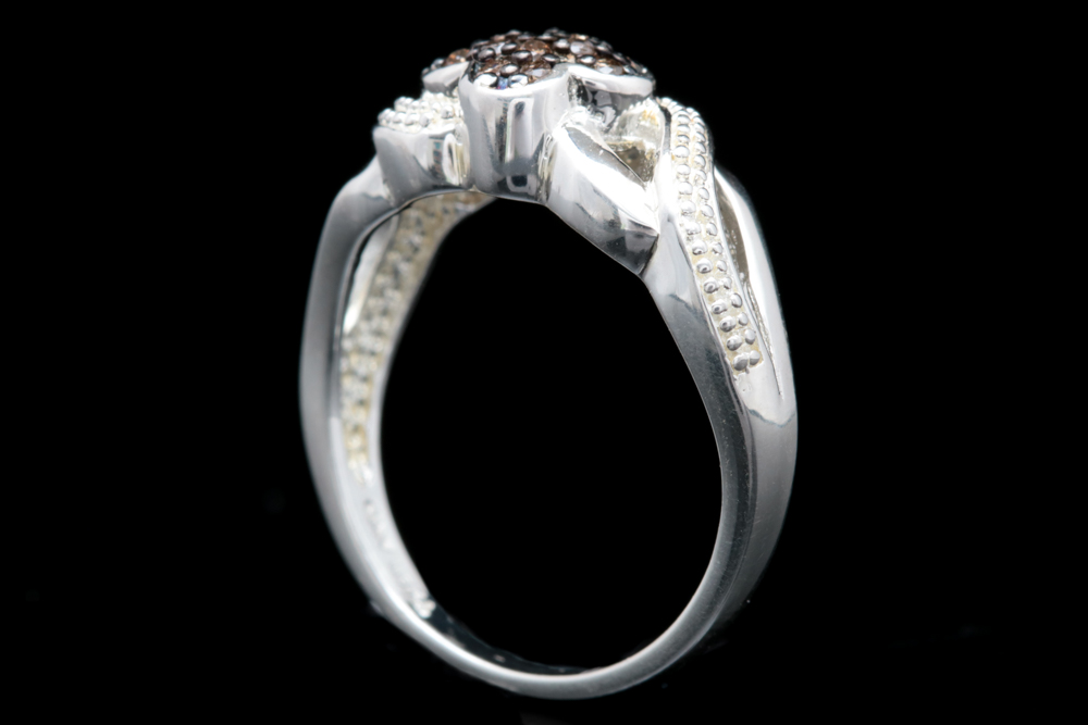 Sterling Silver and Brown Diamond Ring