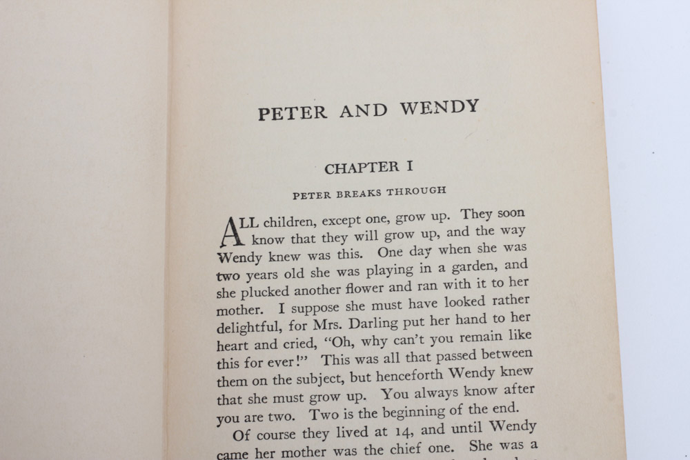 Circa 1911 "Peter and Wendy" by James M. Barrie Photoplay Edition