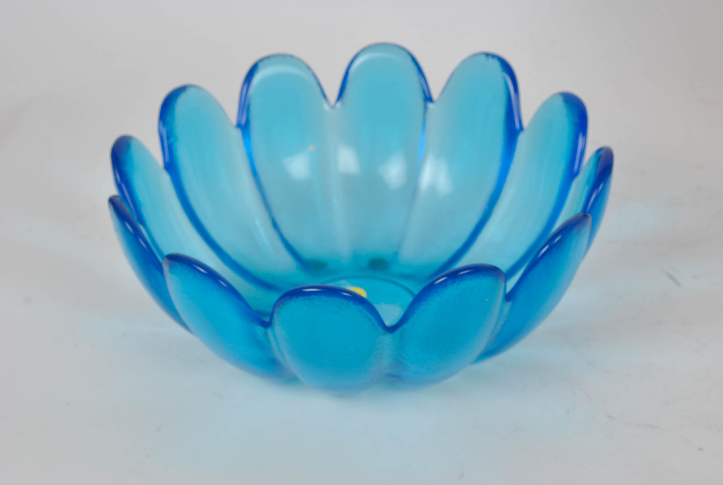 Murano Glass Pedestal Bowl and Blue Petal Thick Glass Bowl