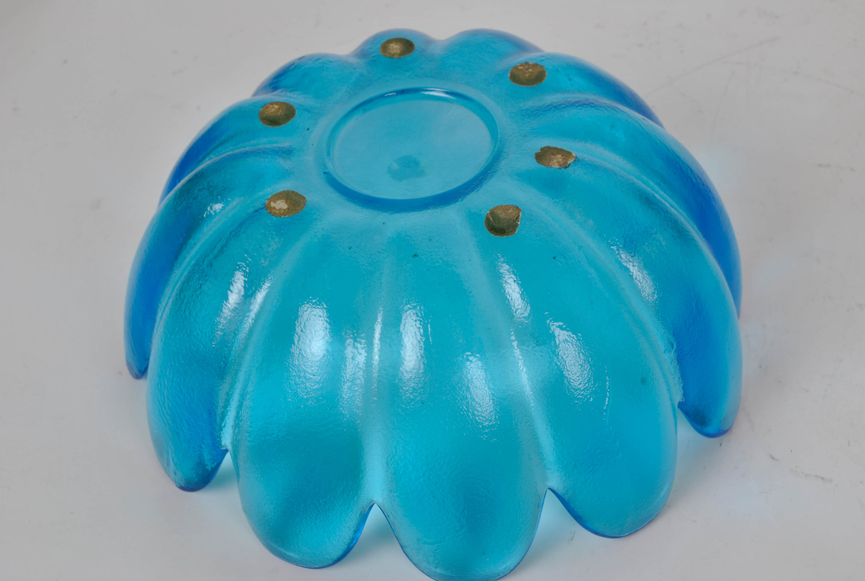 Murano Glass Pedestal Bowl and Blue Petal Thick Glass Bowl