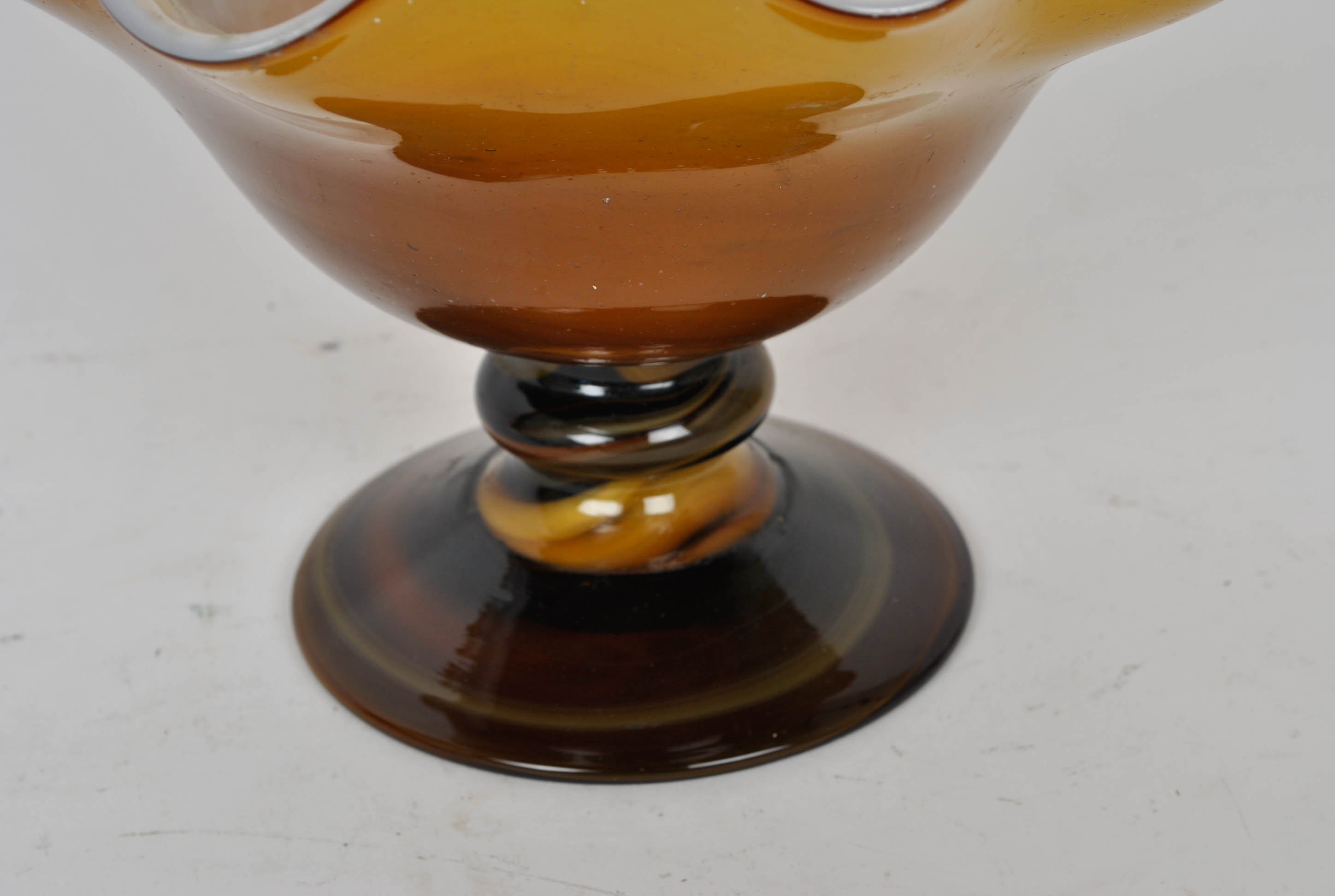 Murano Glass Pedestal Bowl and Blue Petal Thick Glass Bowl