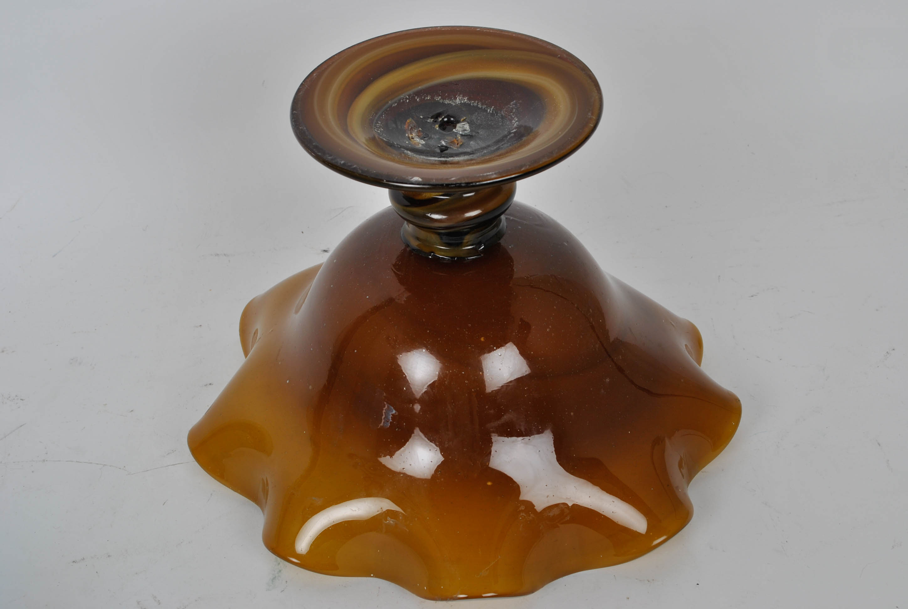 Murano Glass Pedestal Bowl and Blue Petal Thick Glass Bowl