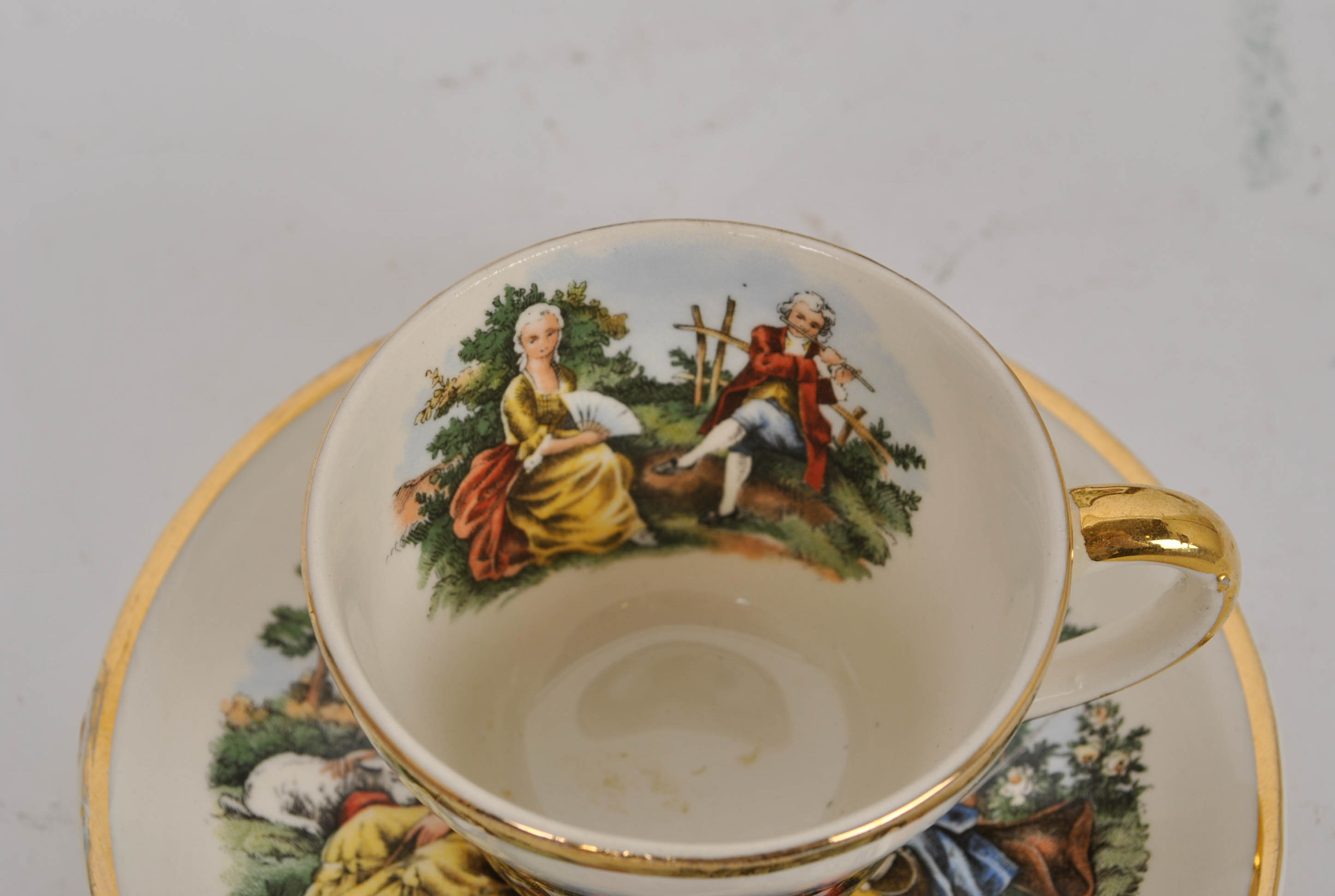 Set of Courting Couples Tea Cups and Plaques