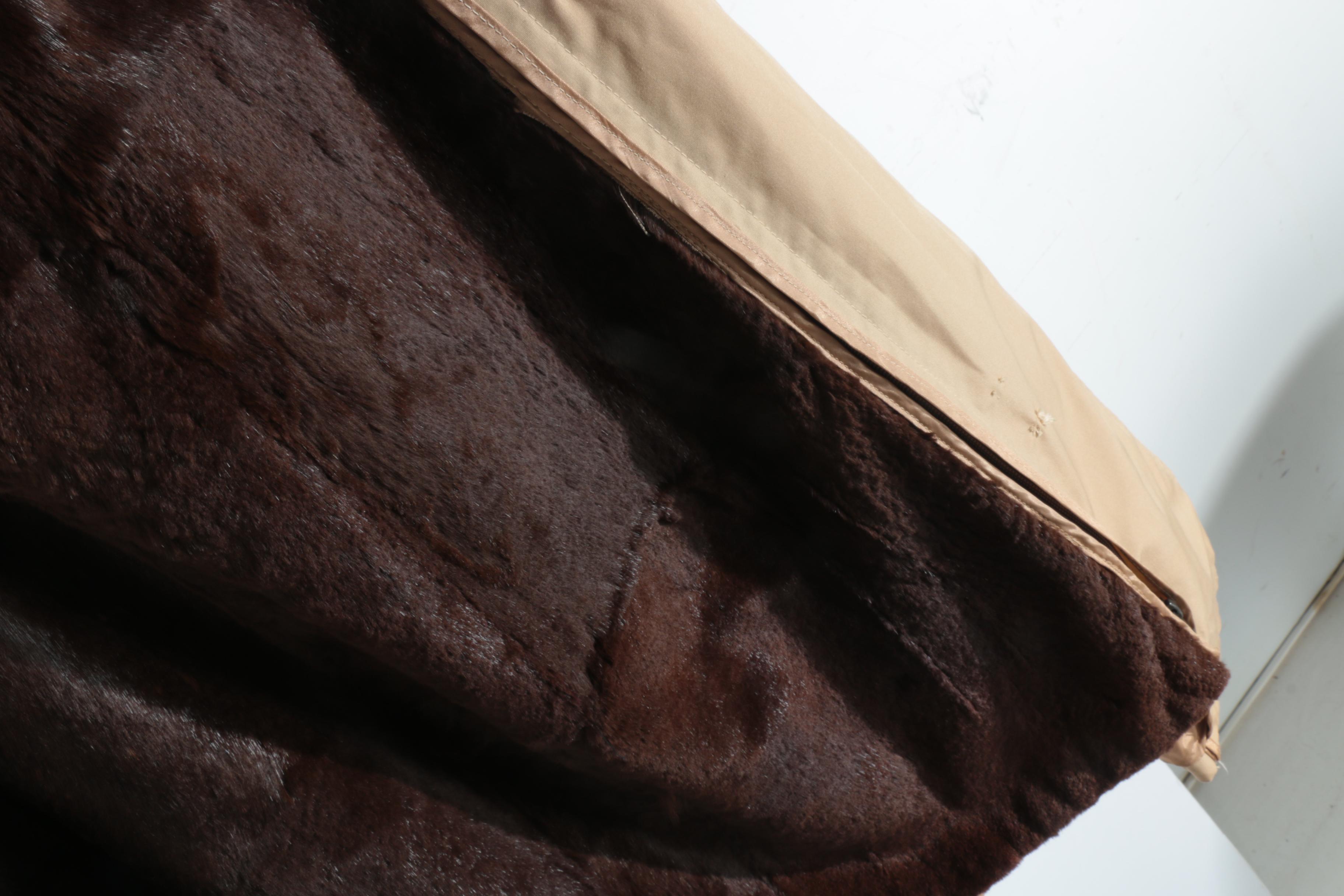 Vintage Trench Coat with Sheared Beaver Lining