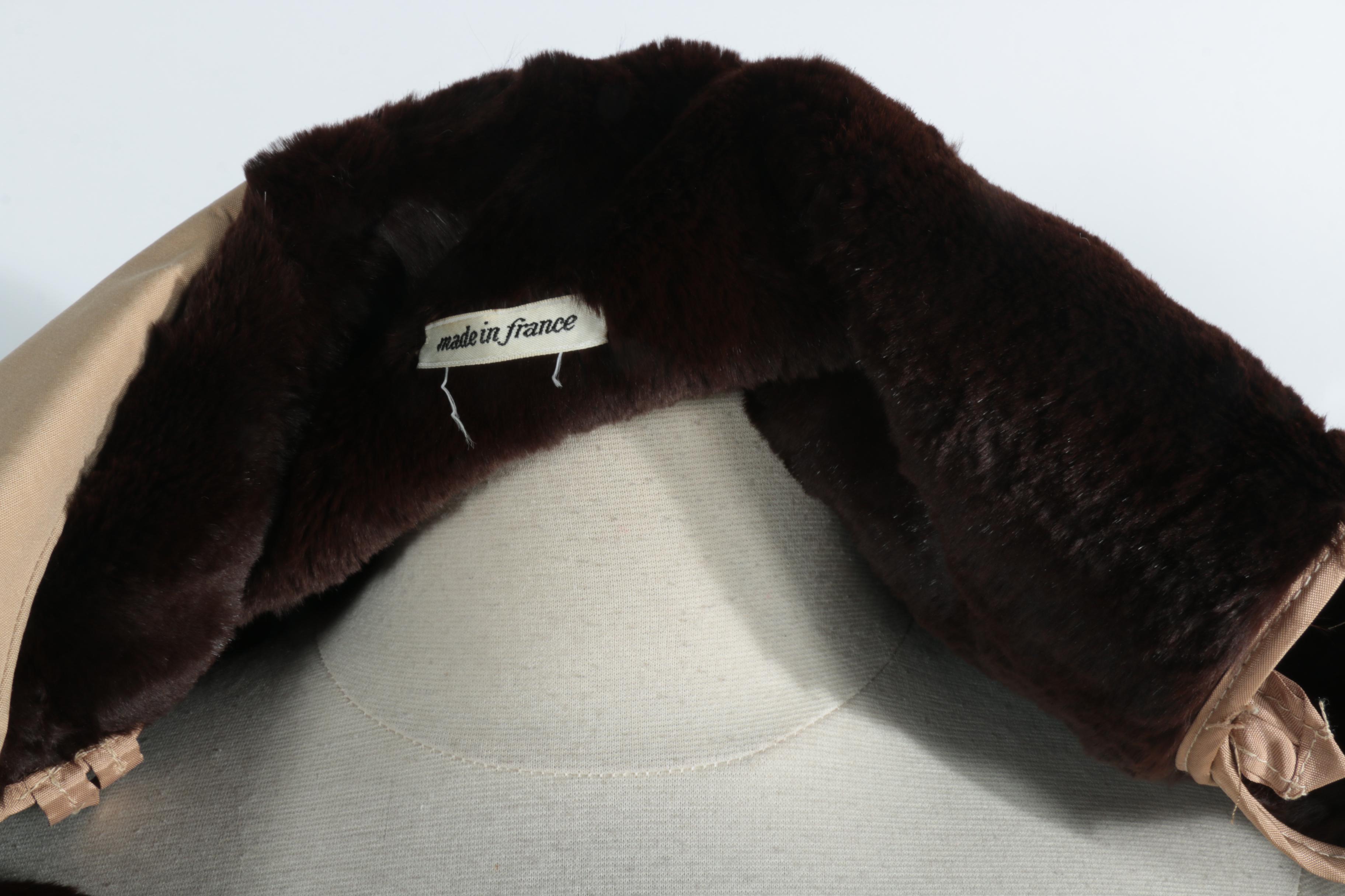 Vintage Trench Coat with Sheared Beaver Lining