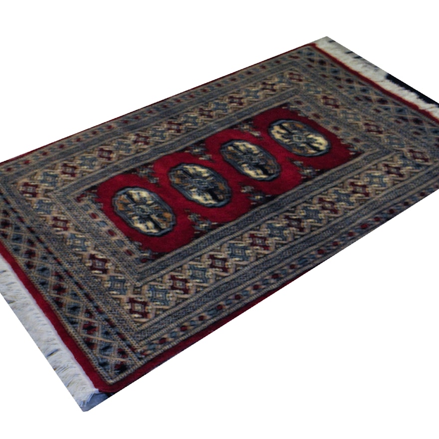 Pakistani Bokhara Hand-Knotted Area Rug