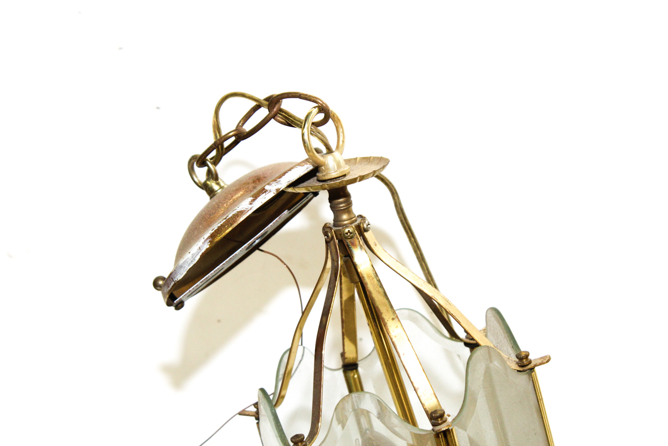 Pair Of Brass And Glass Lighting Fixtures