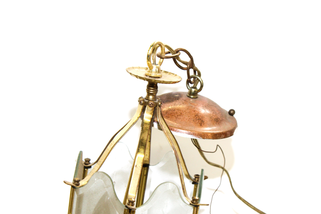 Pair Of Brass And Glass Lighting Fixtures