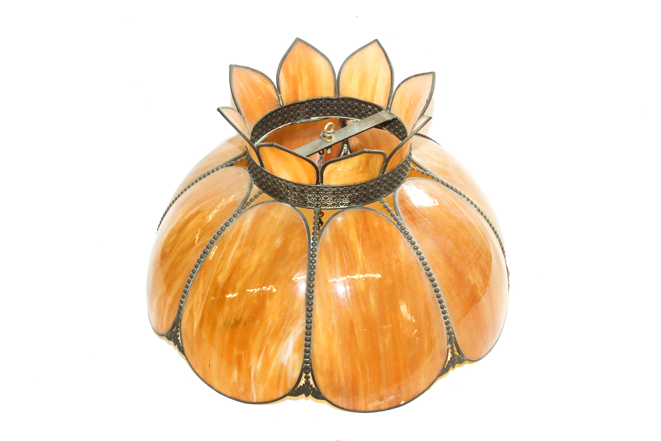 Large Yellow Slag Glass Light Shade