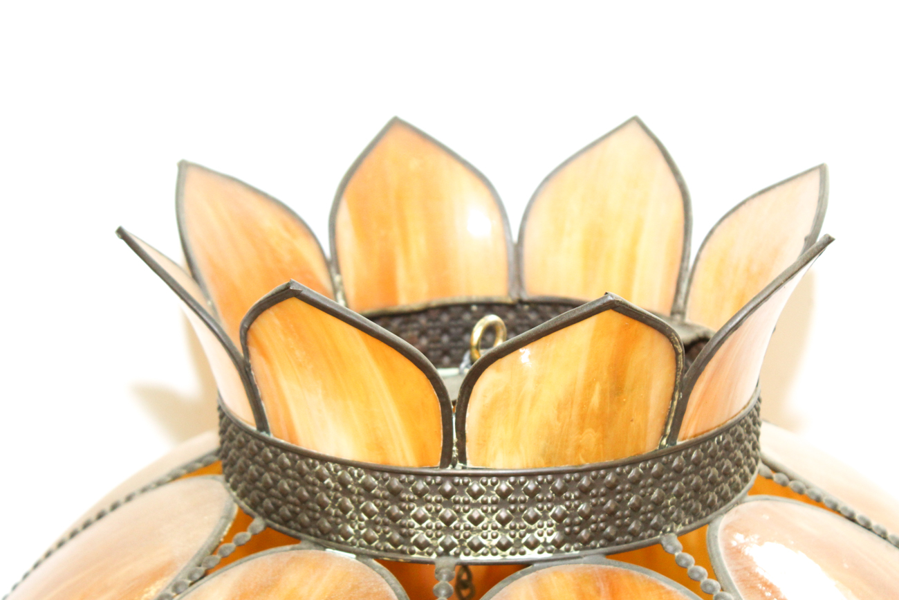 Large Yellow Slag Glass Light Shade