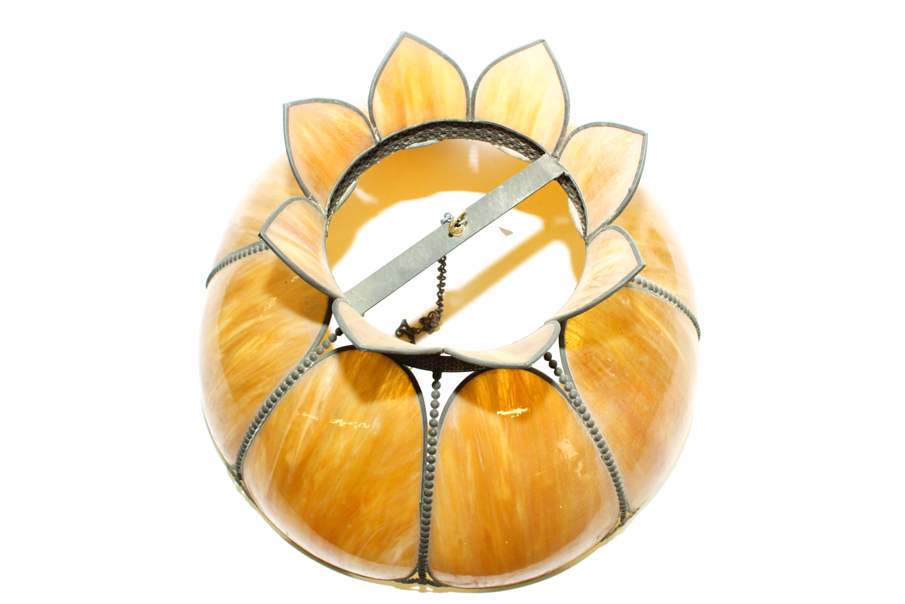 Large Yellow Slag Glass Light Shade