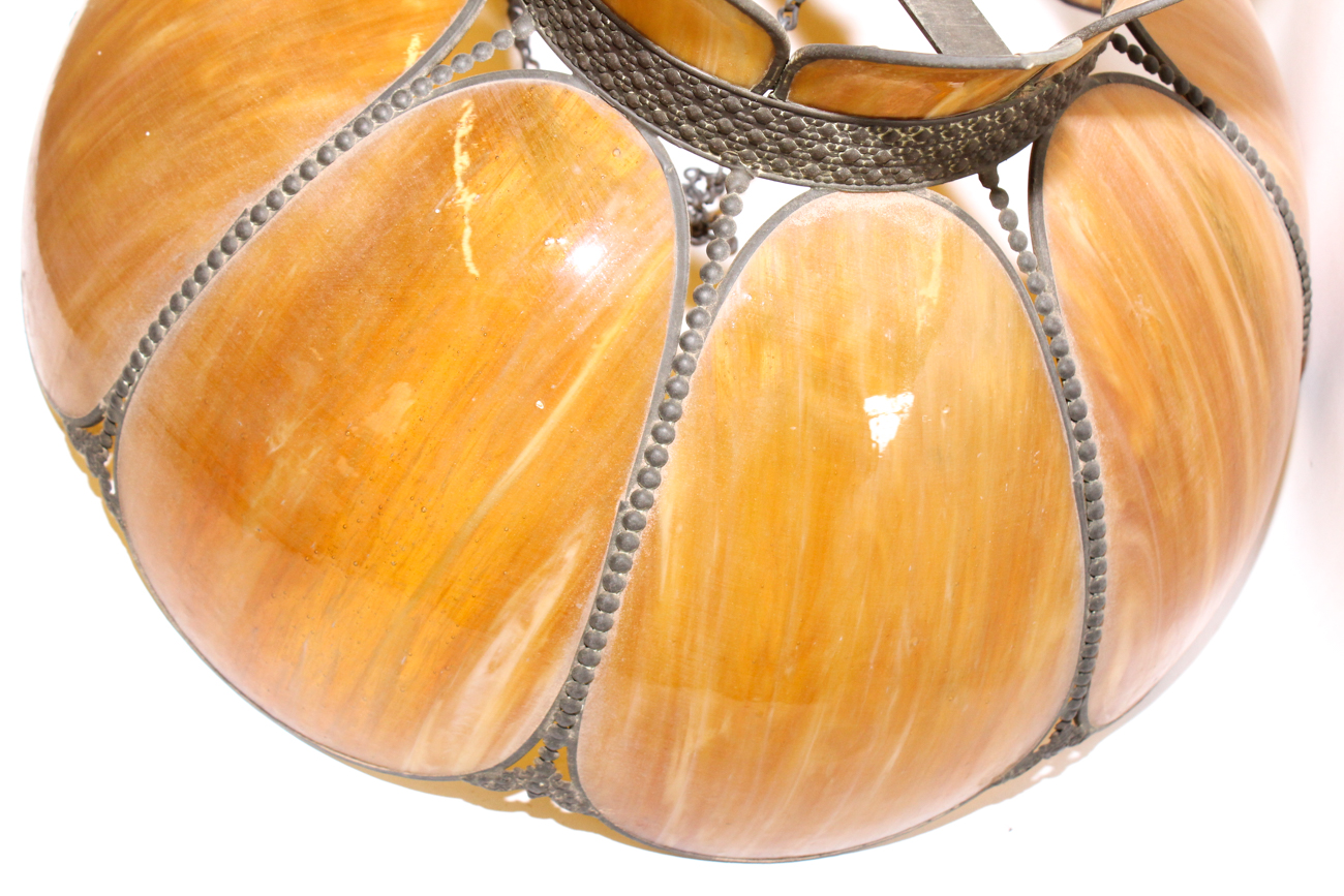 Large Yellow Slag Glass Light Shade