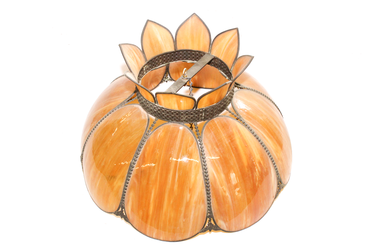 Large Yellow Slag Glass Light Shade