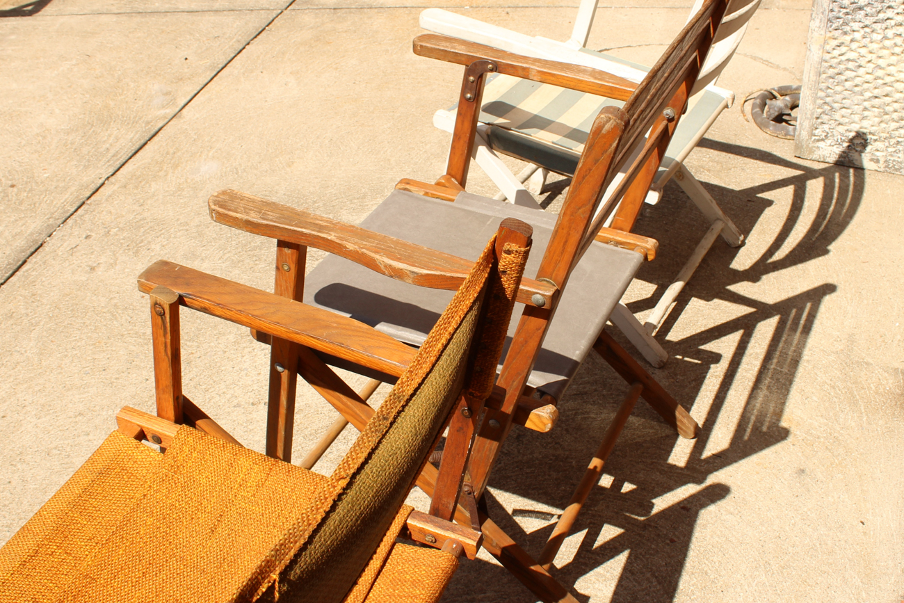 Three Mismatched Vintage Folding Chairs