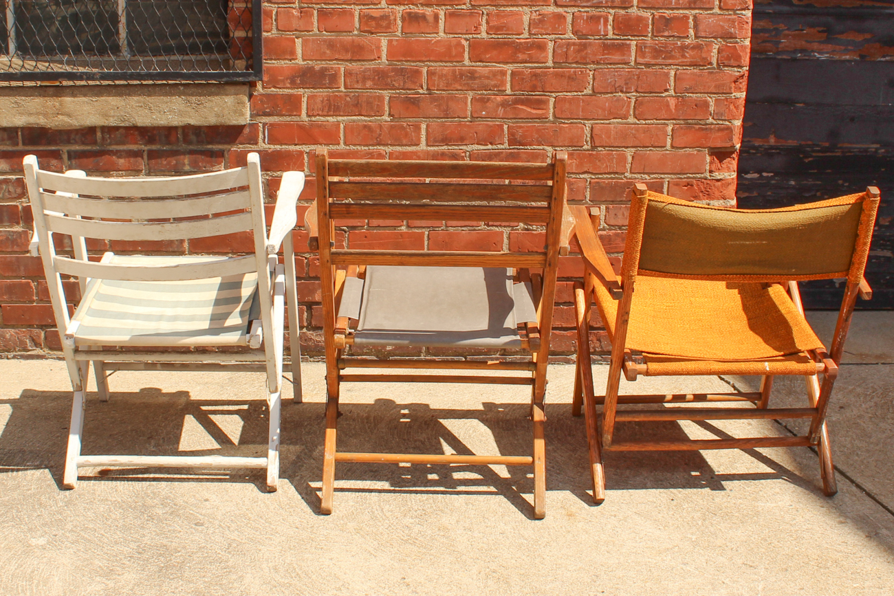Three Mismatched Vintage Folding Chairs