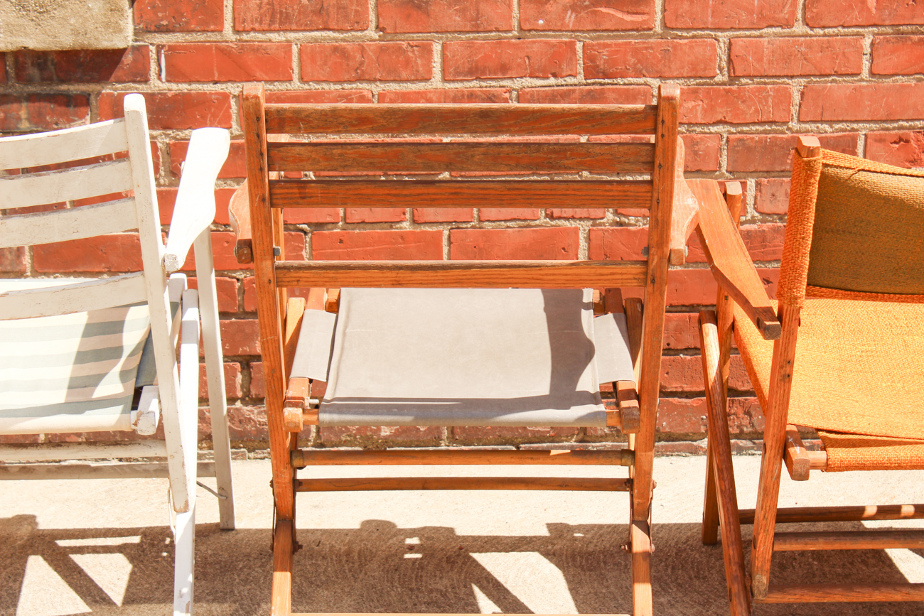 Three Mismatched Vintage Folding Chairs