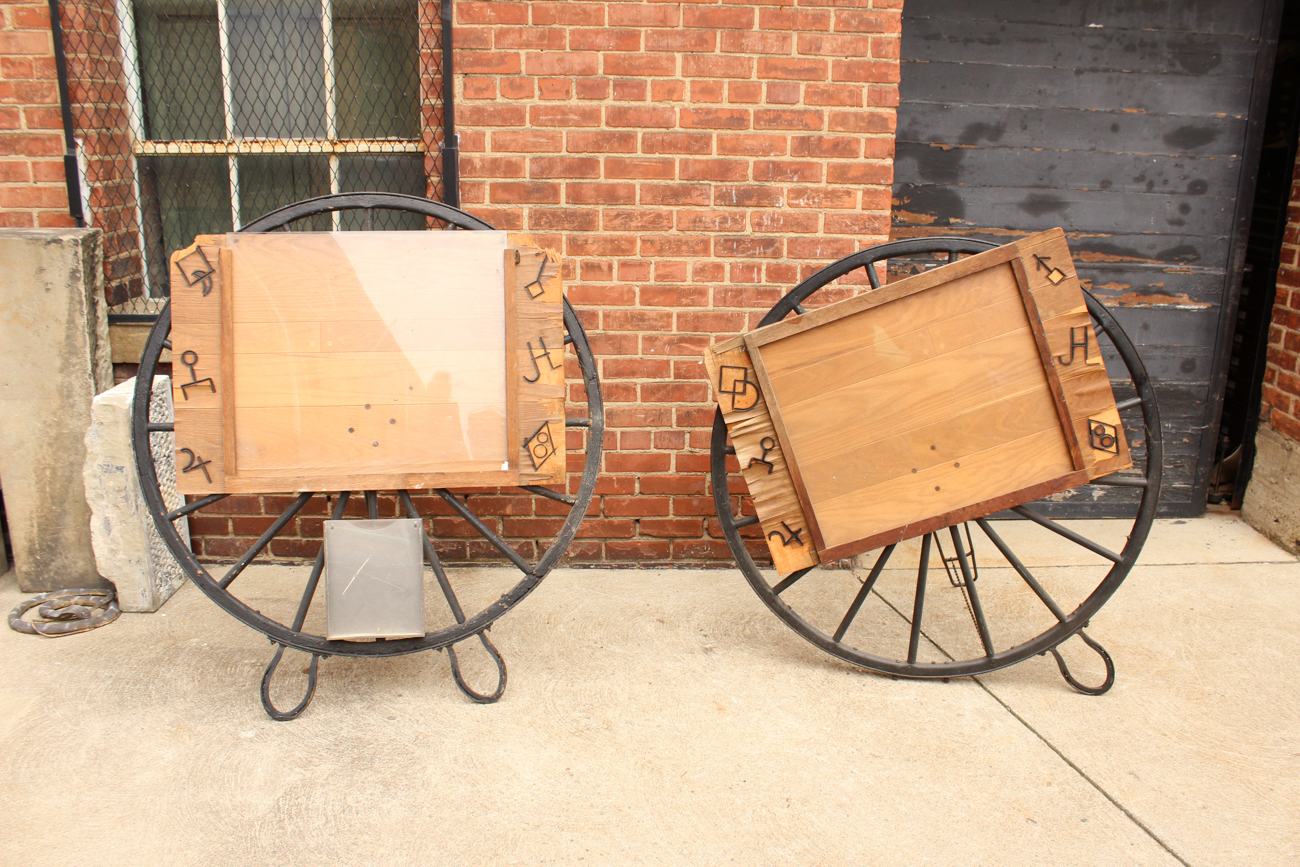 Pair of Wagon Wheel Restaurant Menu Holders Movie Props