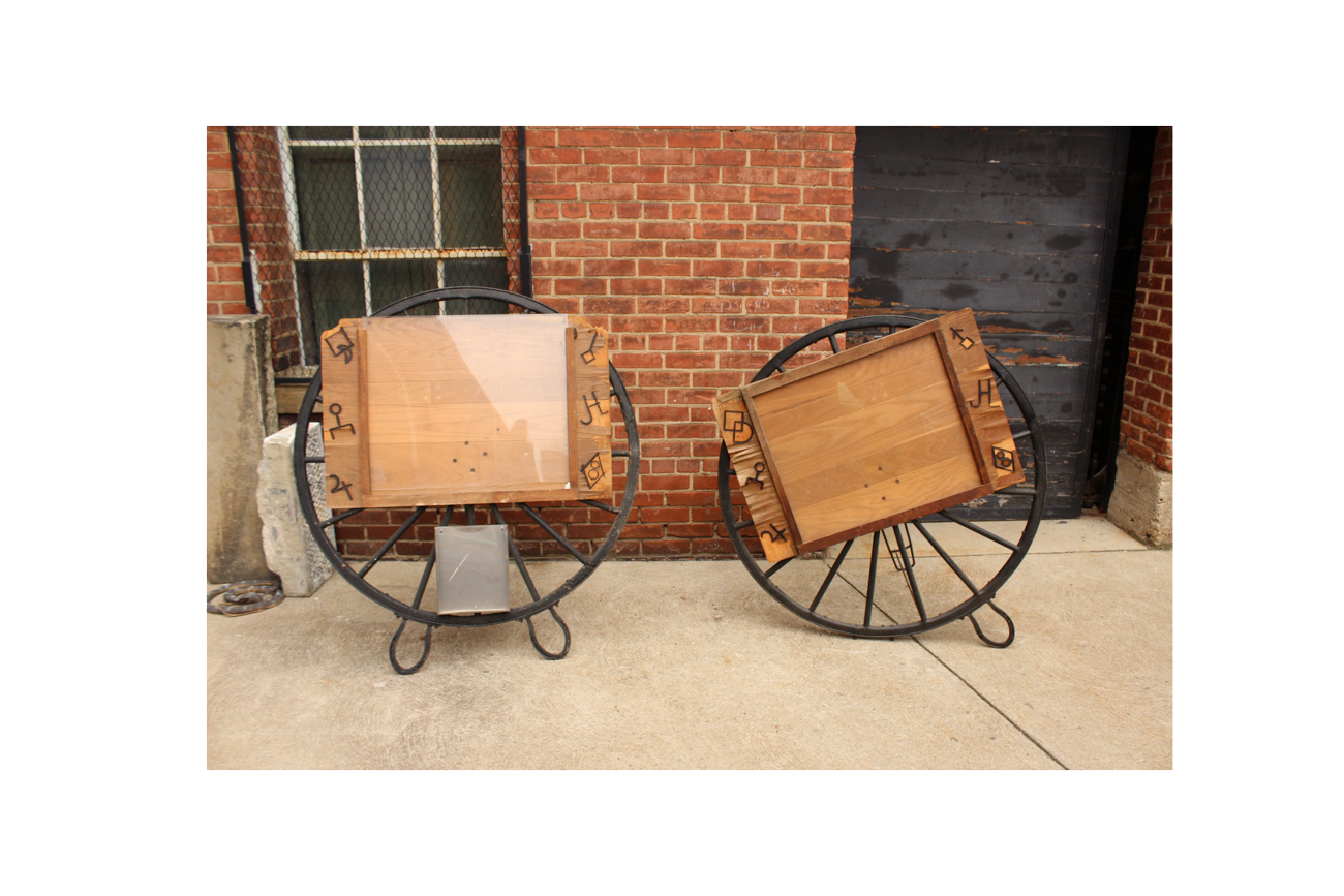 Pair of Wagon Wheel Restaurant Menu Holders Movie Props