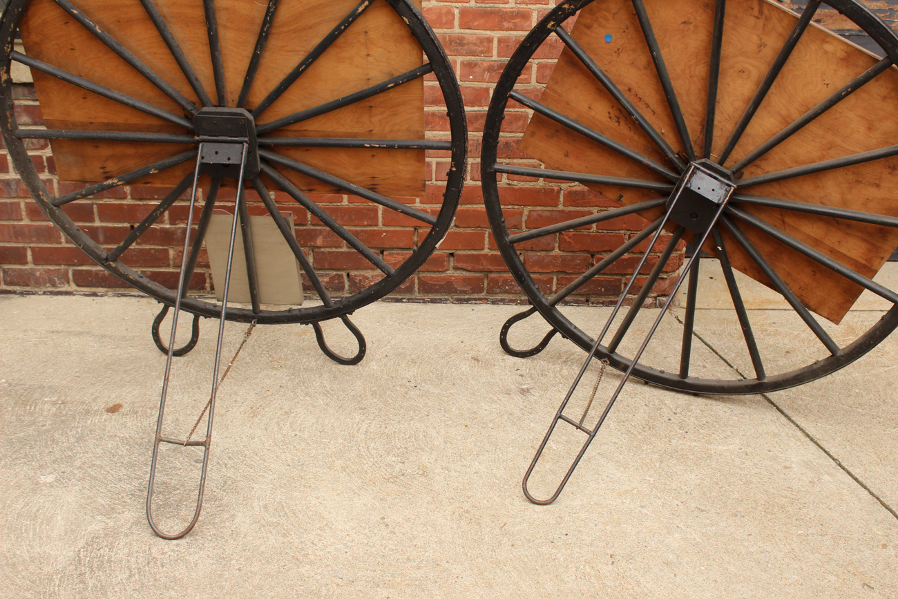 Pair of Wagon Wheel Restaurant Menu Holders Movie Props