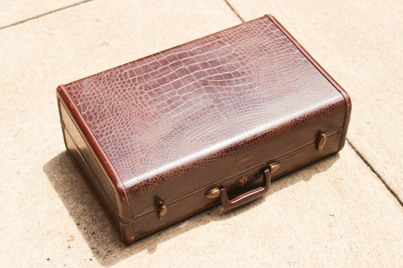 Vintage Mid-Century Croc Embossed Leather Samsonite Luggage