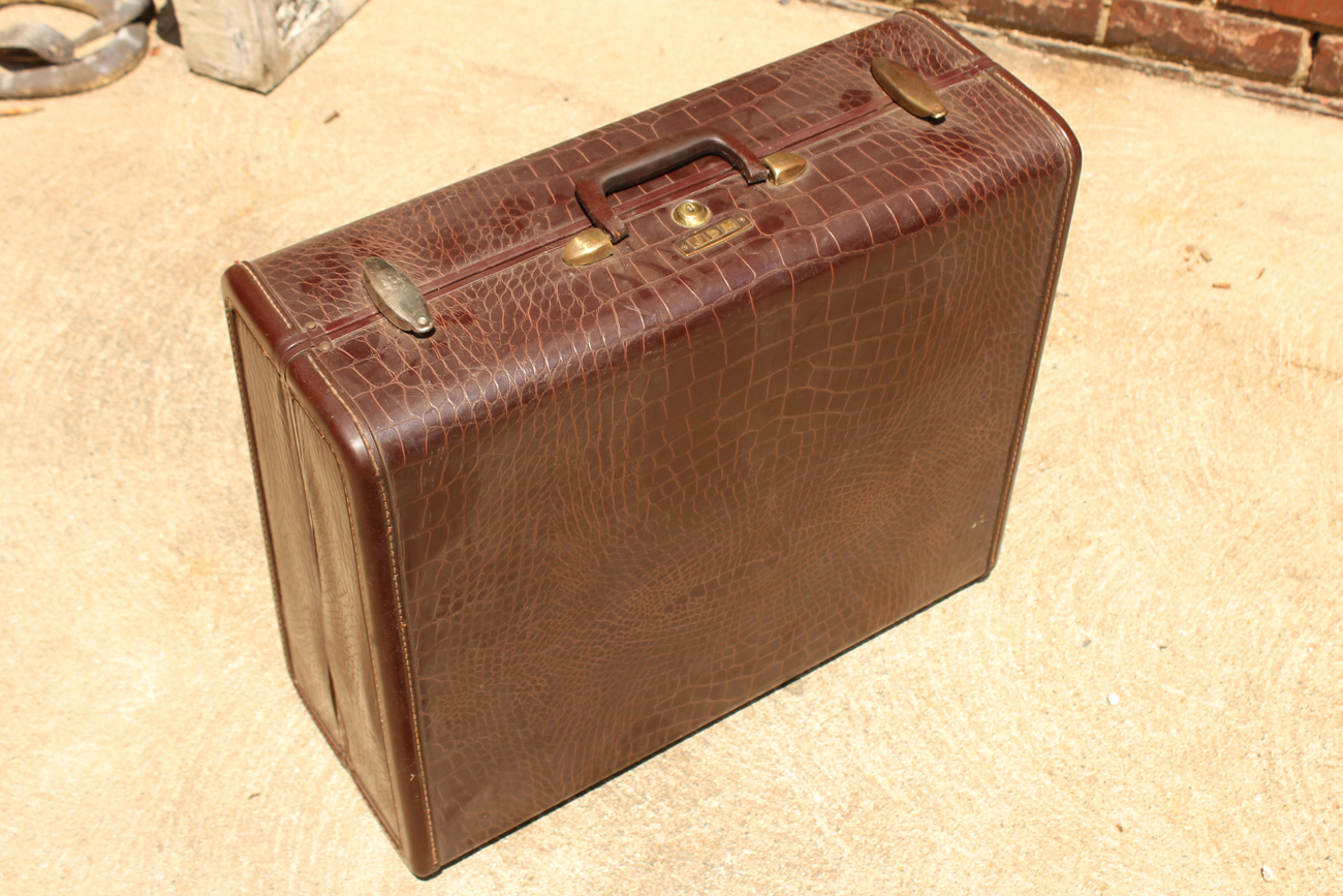 Vintage Mid-Century Croc Embossed Leather Samsonite Luggage