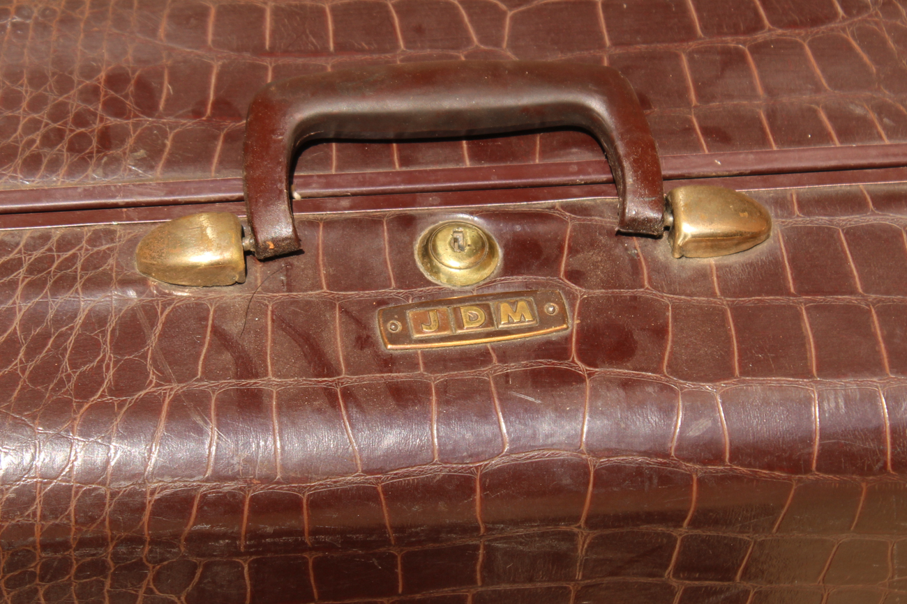 Vintage Mid-Century Croc Embossed Leather Samsonite Luggage