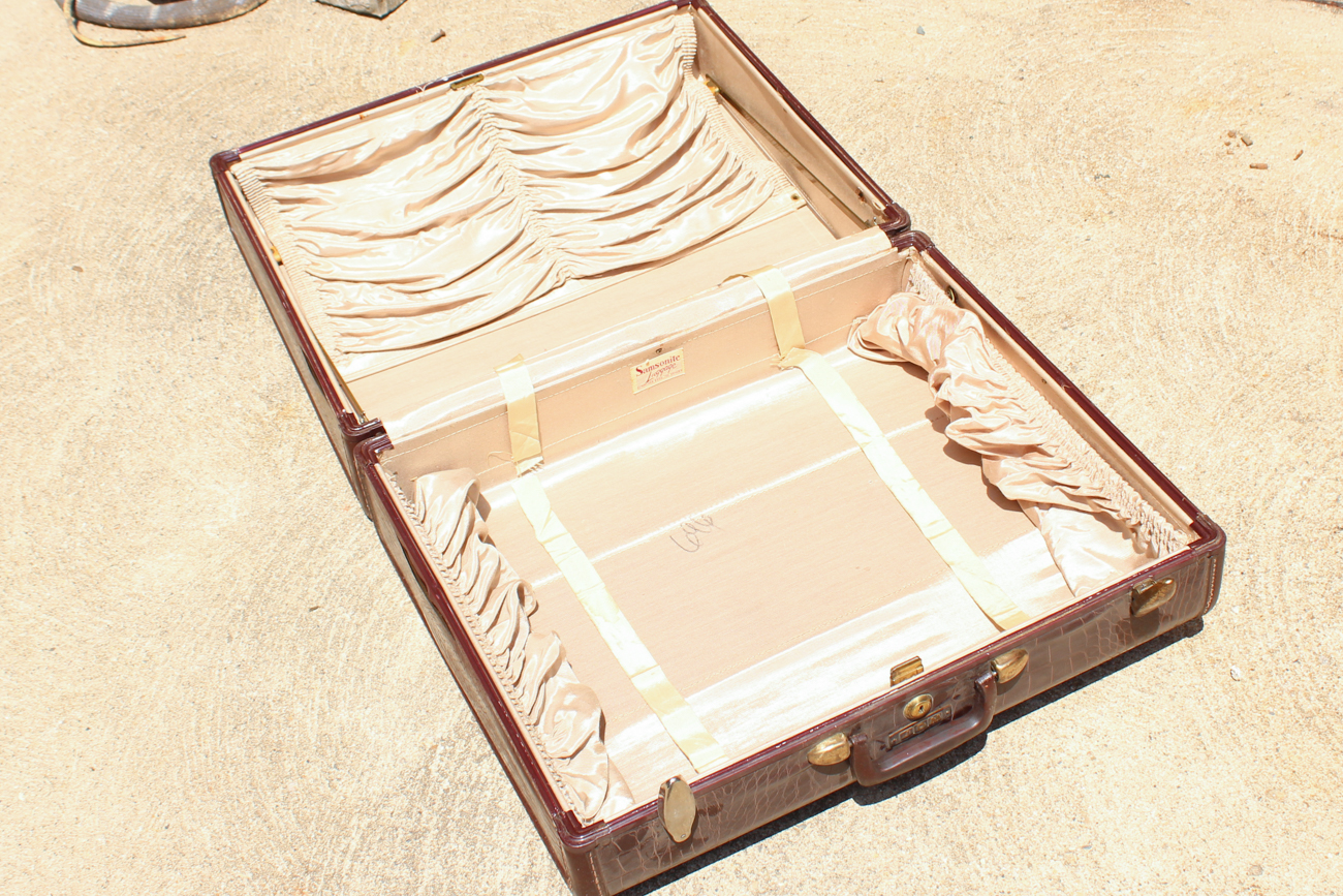 Vintage Mid-Century Croc Embossed Leather Samsonite Luggage