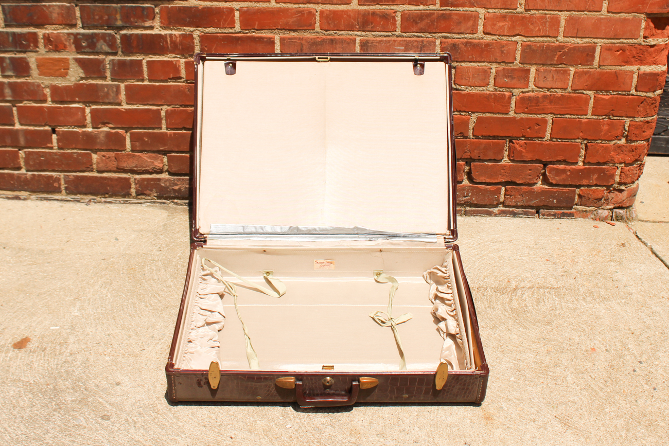 Vintage Mid-Century Croc Embossed Leather Samsonite Luggage