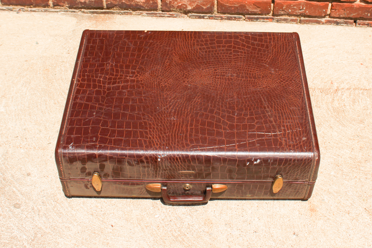 Vintage Mid-Century Croc Embossed Leather Samsonite Luggage
