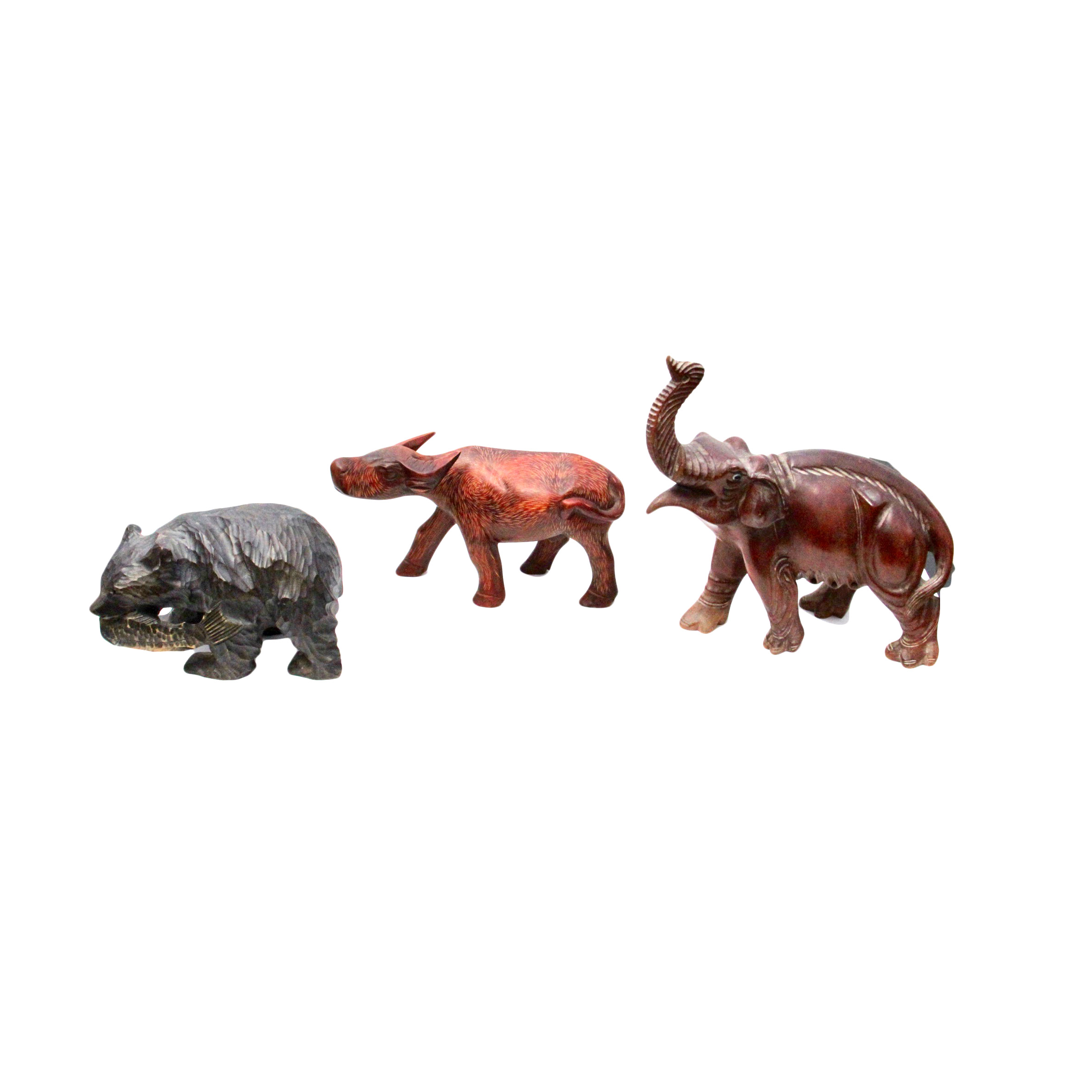 Collection of Vintage Carved Wood Animal Figurines