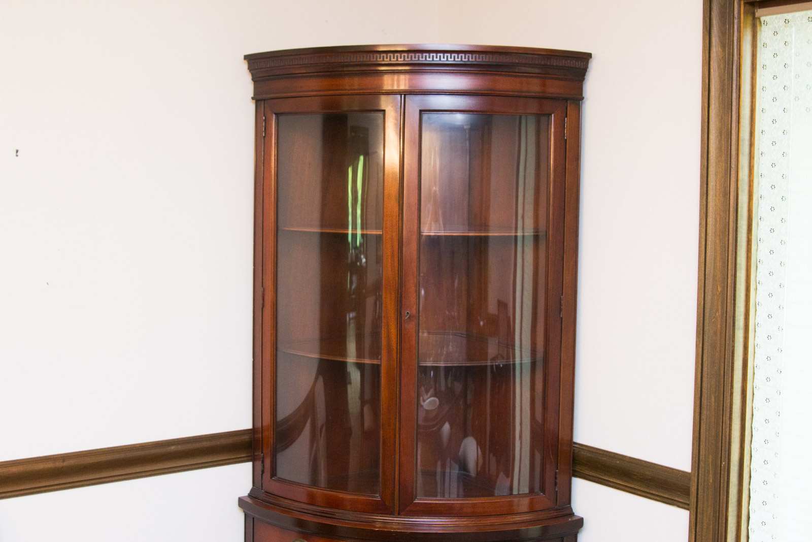 Hepplewhite Style Demilune Corner Cabinet by Drexel