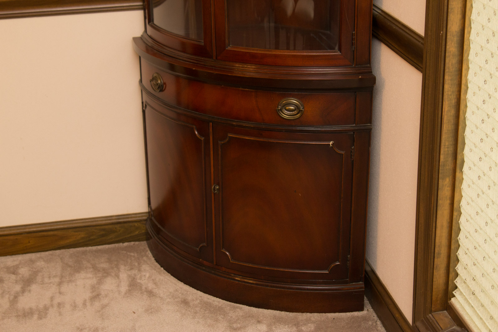 Hepplewhite Style Demilune Corner Cabinet by Drexel