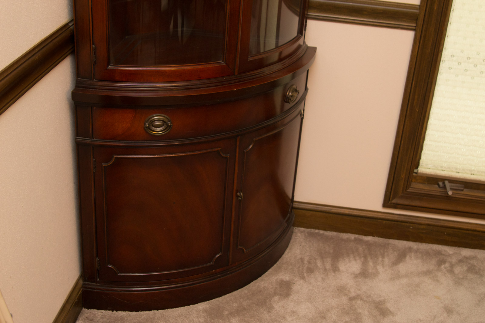 Hepplewhite Style Demilune Corner Cabinet by Drexel