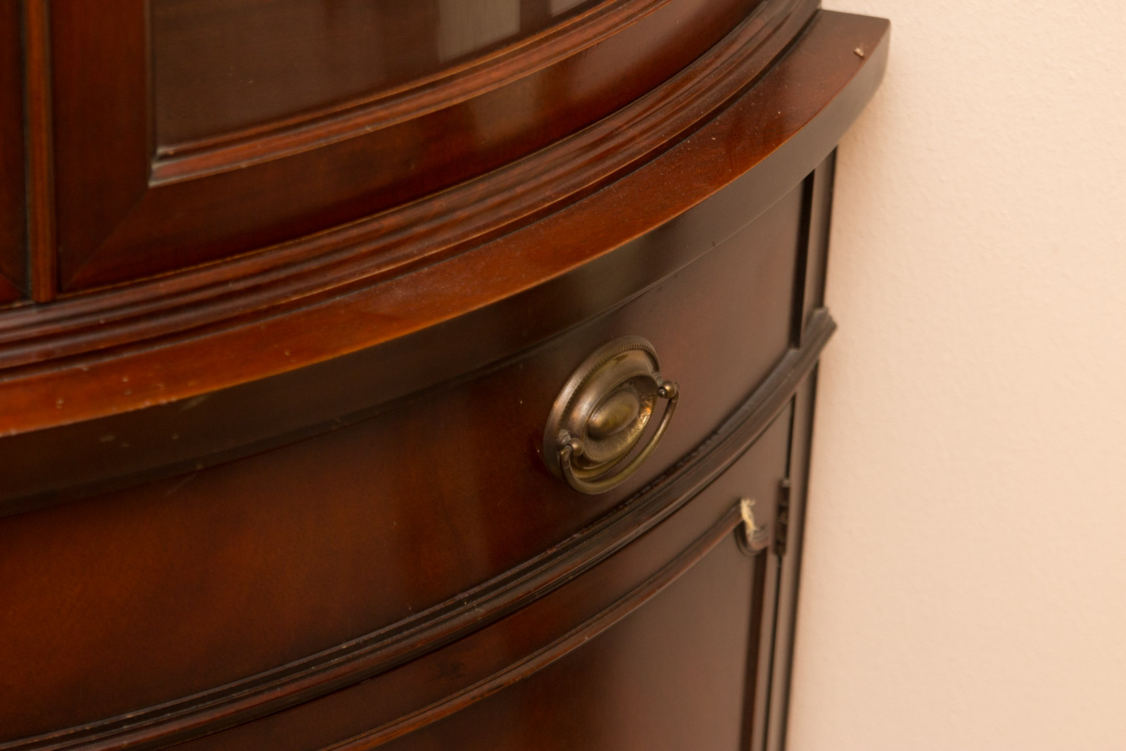 Hepplewhite Style Demilune Corner Cabinet by Drexel