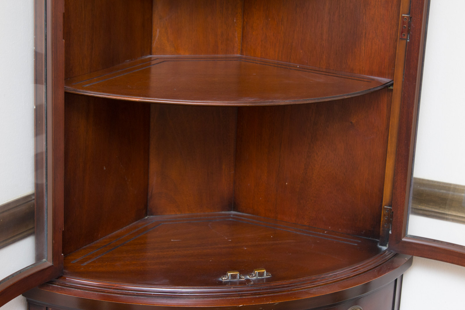 Hepplewhite Style Demilune Corner Cabinet by Drexel